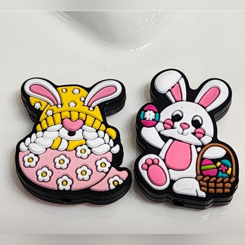 Easter Focal Beads Silicone Gnome Bunny‎ Crafts Beaded Pen Badge Keychain